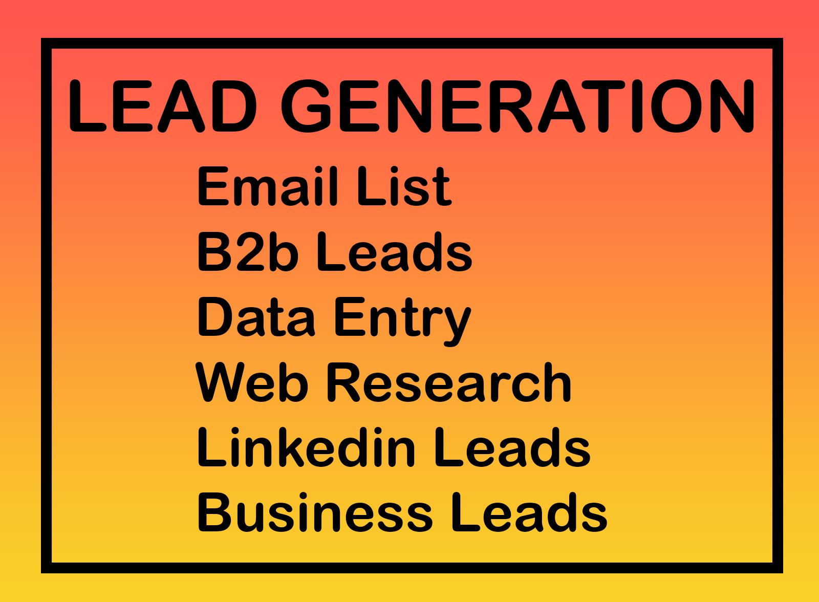 I will provide B2B lead generation, collect business leads and email list building