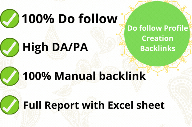 Build 50 high quality Dofollow profile backlinks.