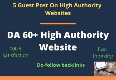 I Will Do 5 Guest Post SEO Backlinks Do-Follow Link Which DA 60 Plus