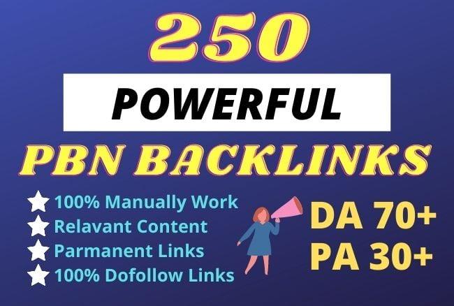 250 Homepage Powerful SEO permanent PBNs backlinks from high DA Sites