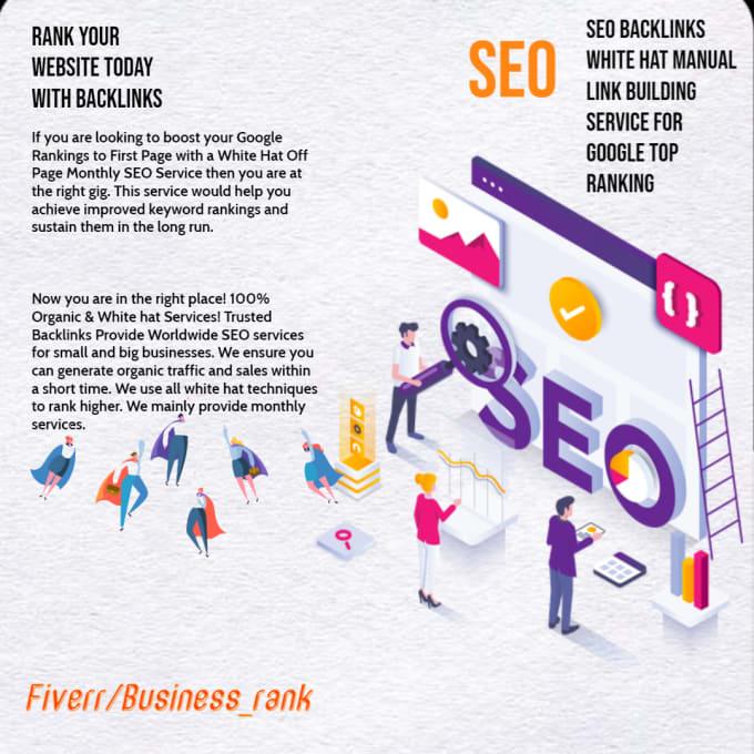 I will do high quality dofollow SEO backlinks DA 50 plus authority white hat link building