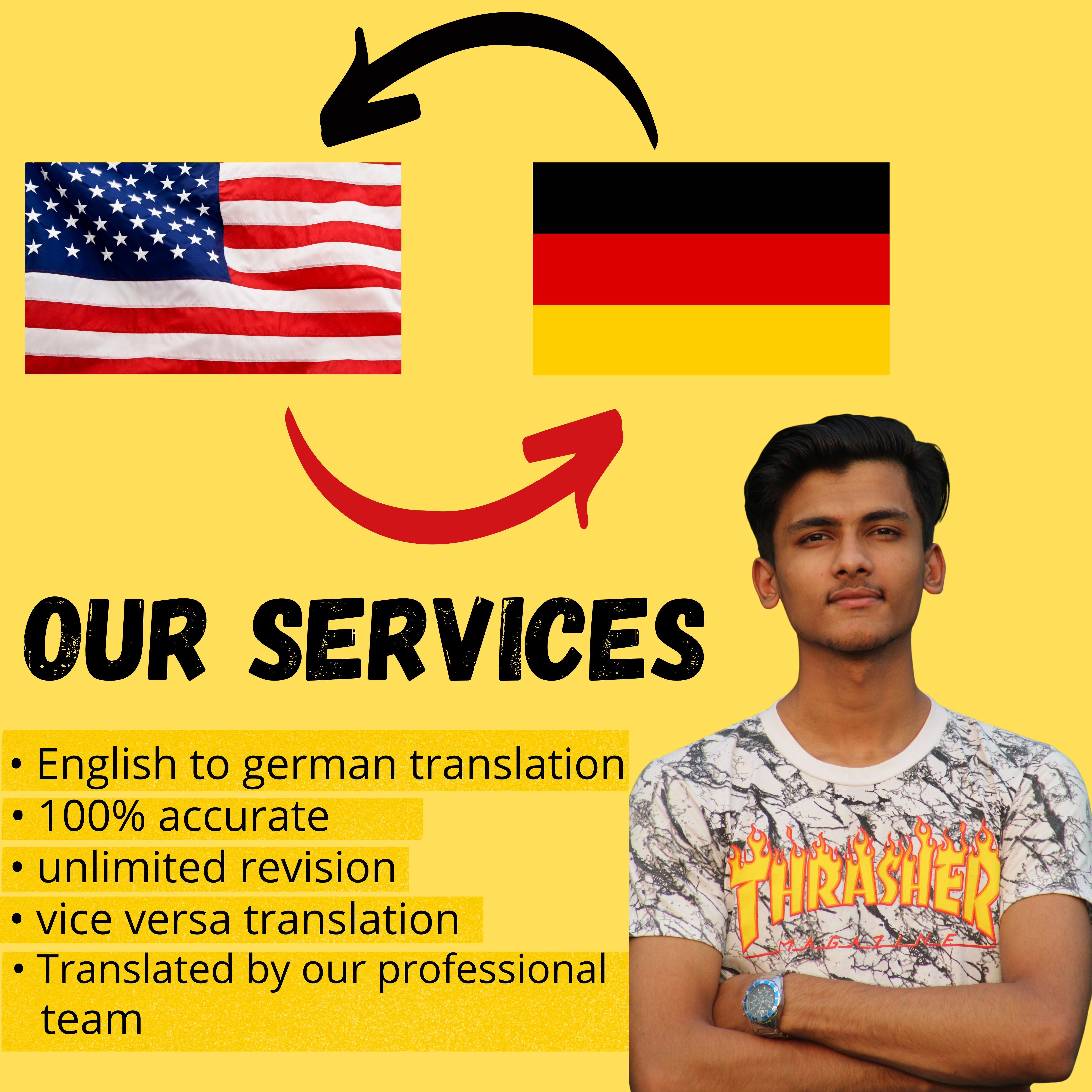 I will professionally translate your text English to German and German to English