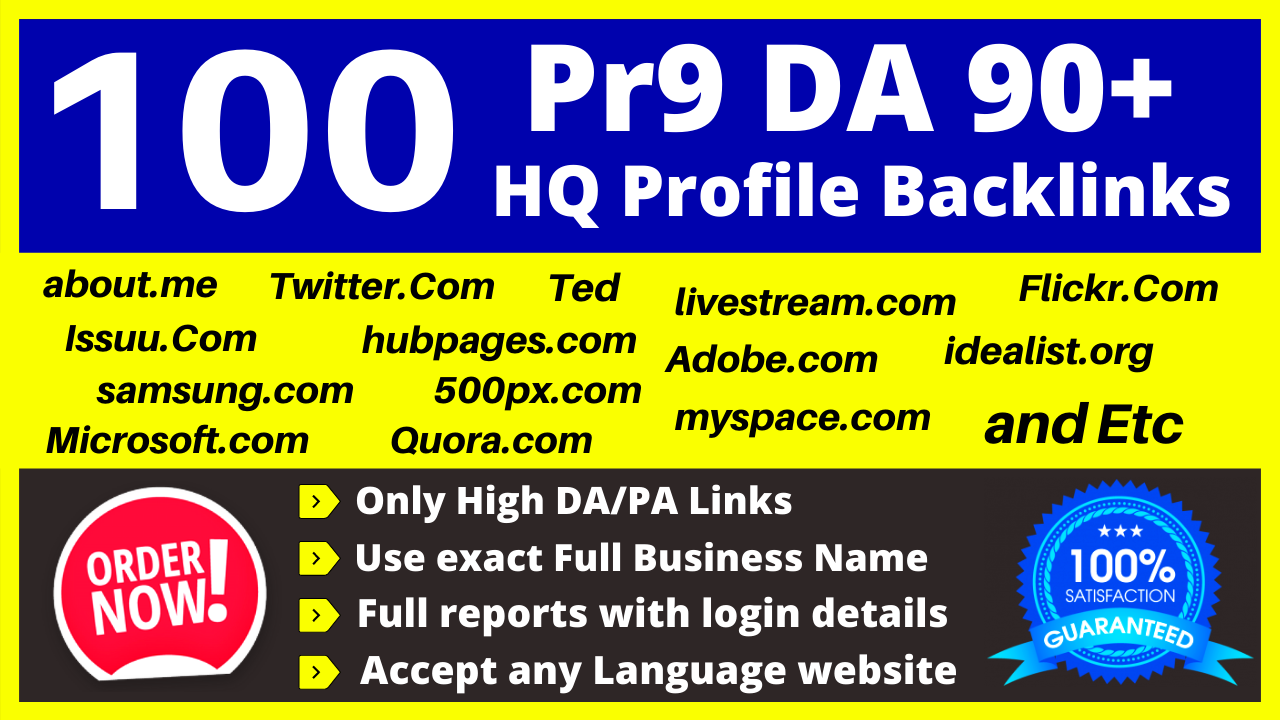 100 Safe SEO High Quality Profile Backlinks Pr9 All DA 90+ Quora Ted About.me Microsoft Medium Etc
