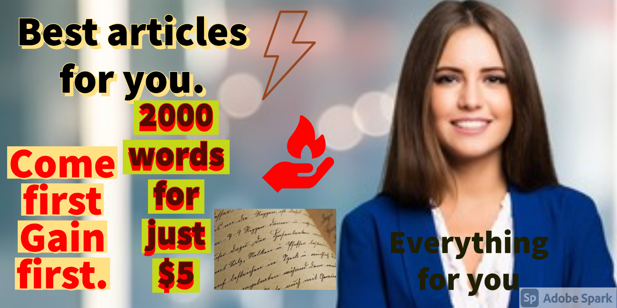 I will write any thing for you, blogs and articles and each and everything.