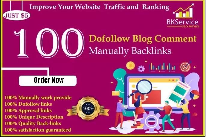 I will provide 100 high quality SEO backlinks Using blog comments on 65+ DA sites