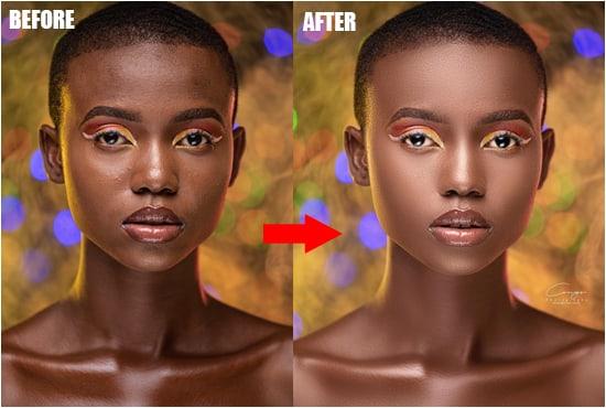 I will do professional portrait retouching business photo editing for you and your business