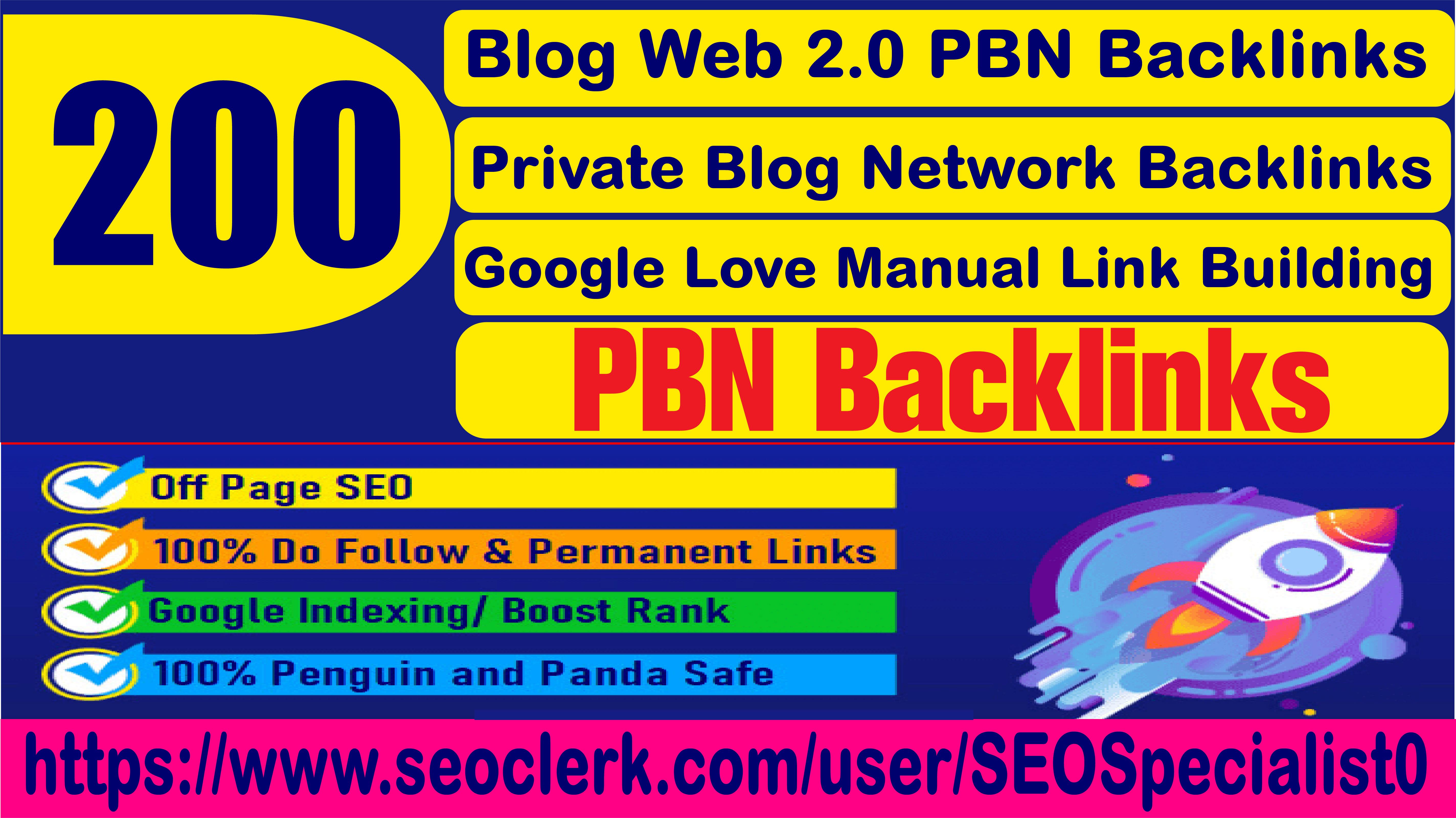 Permanent 200 High PA DA TF CF, Do Follow High Quality Blog Web 2.0 PBN Backlinks.