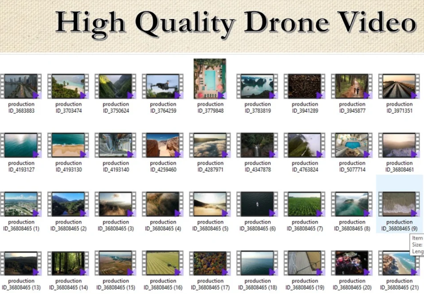 I will send high quality 100 HD drone footage