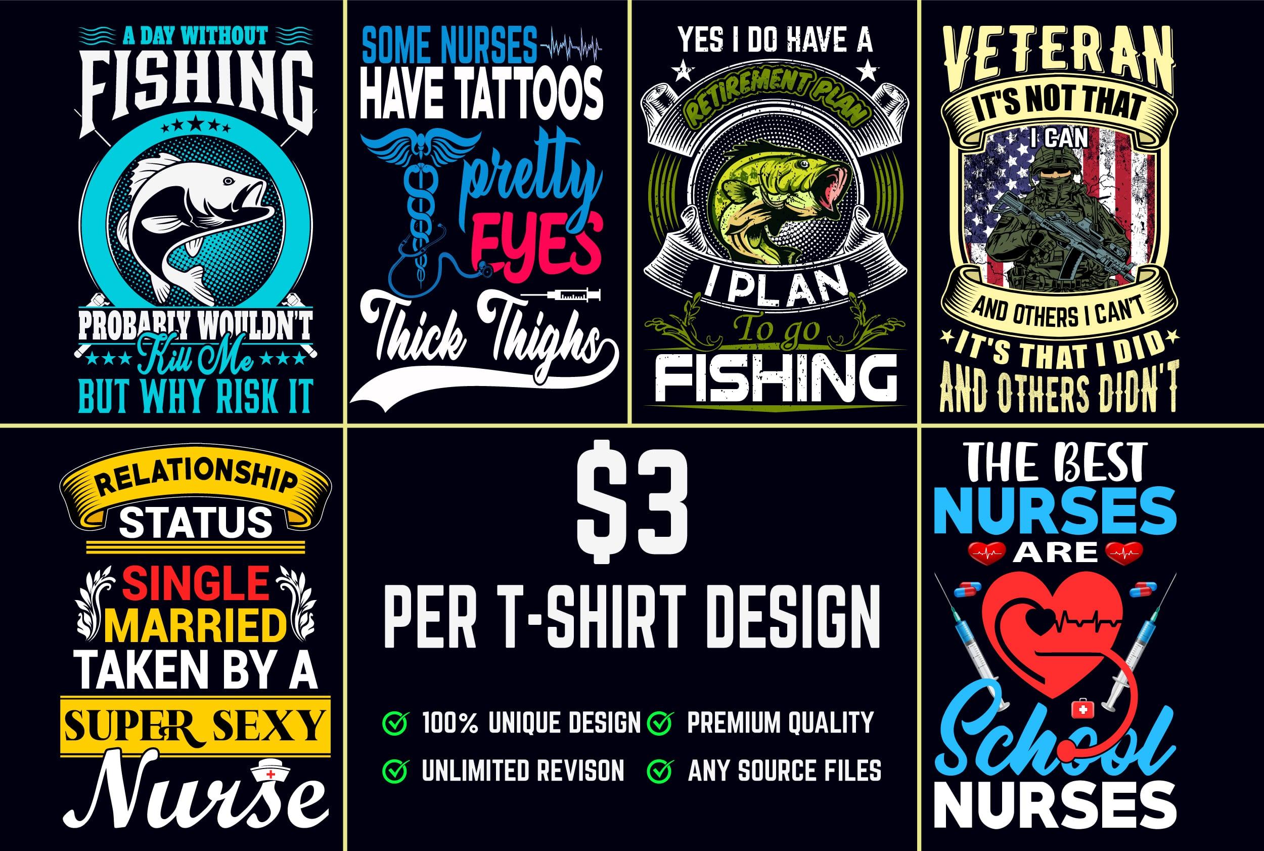 I will do trendy bulk t shirt and merchandise design