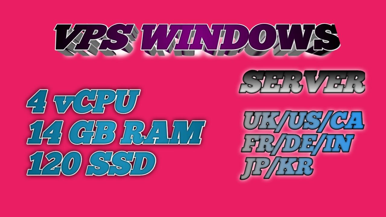 HOT SALE RDP/VPS Windows 4 vCPU 14GB RAM 120 SSD For 30 Days