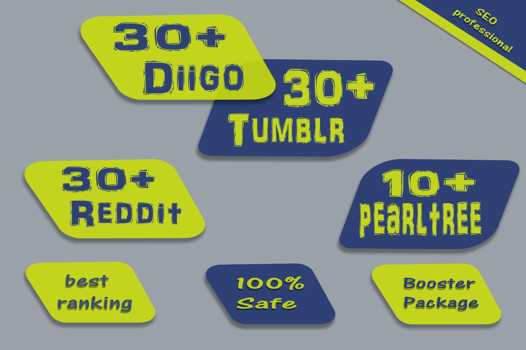Powerful 30 Diigo, 30 Tumblr, 30 Reddit, 10 pearltree, 100 Profile Backlinks