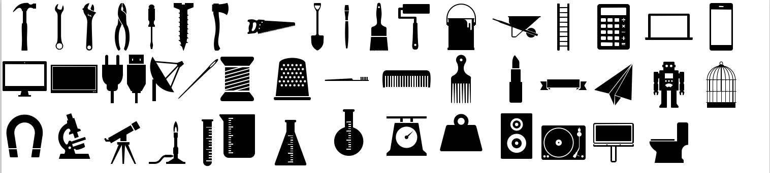 Black Emojis, object emojis, for UI design or to use in messages 