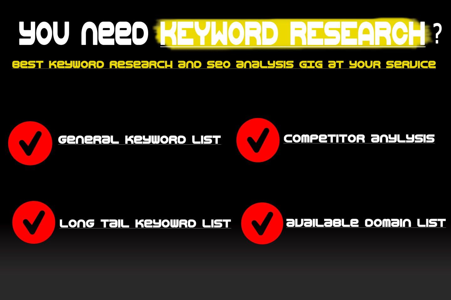 indepth KEYWORD research, seo analysis and domain research