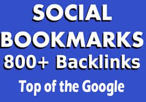 create 800 social bookmark SEO backlinks + ping