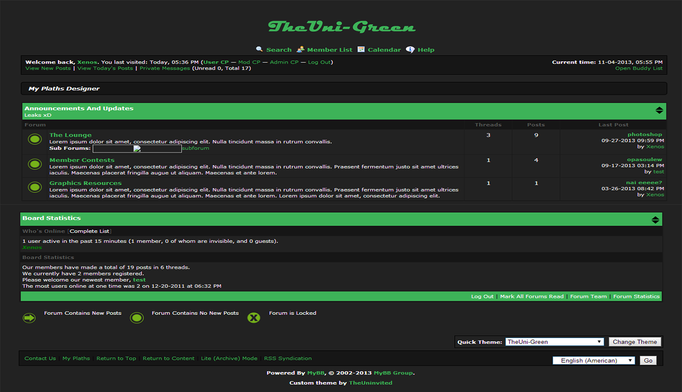 Simple mybb green theme!( TheUni-Green)