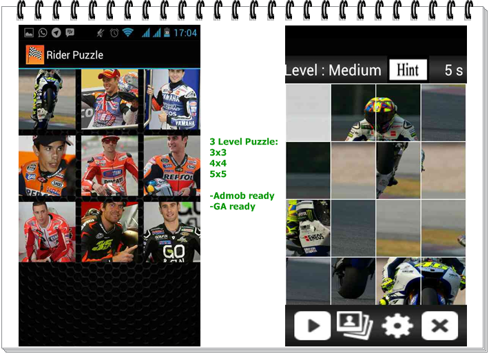 create your puzzle game android app with Admob, push notication and market ready