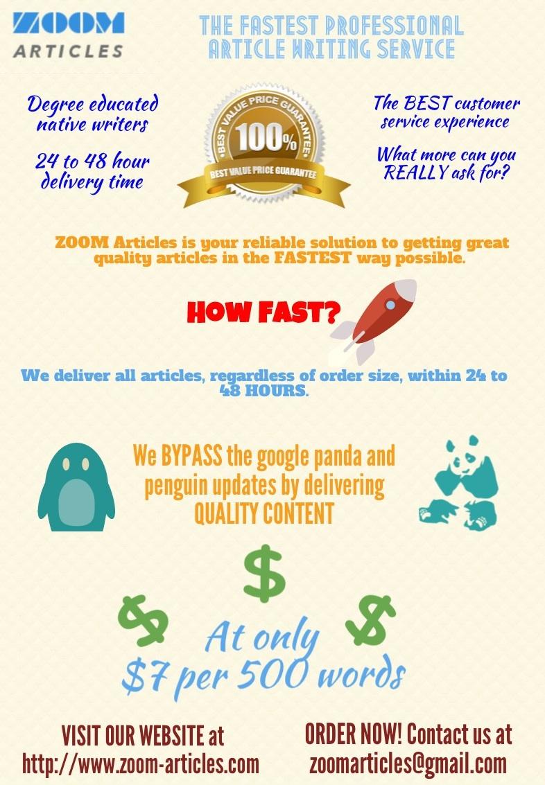 I will write a professional 500 word article within 24 HOURS