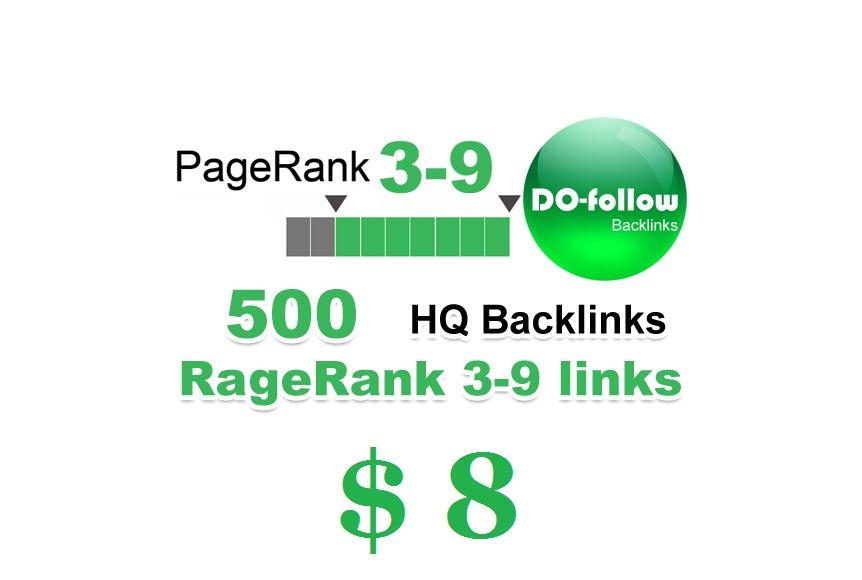 500 Plus High Google Page rank only PR 3-9