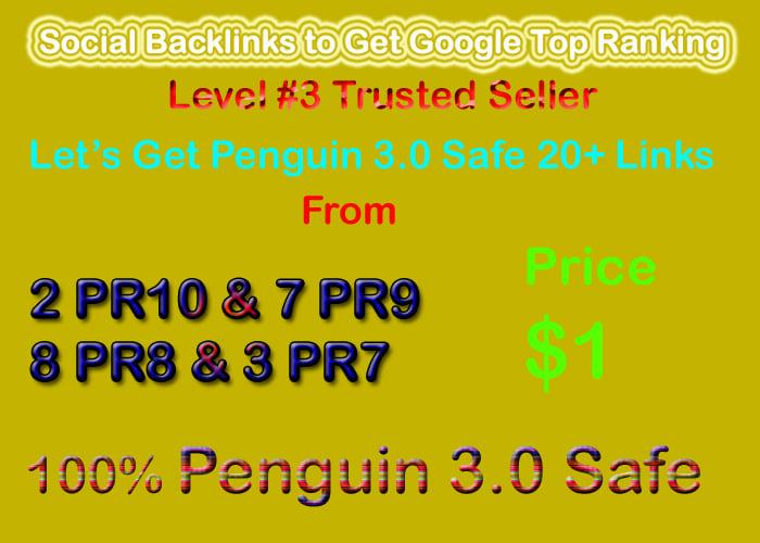 Safe 30 Social Profile Links DA50-DA100 to Page Rank 1