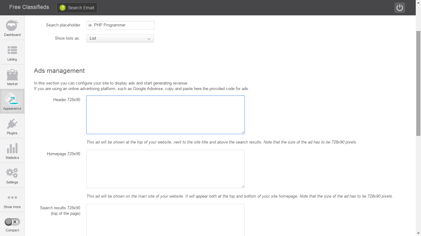 Create Classifieds Website