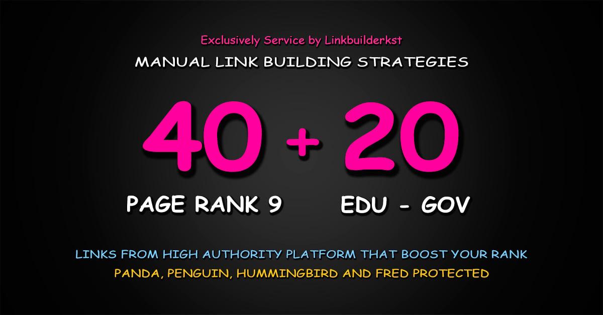 40 Pr9 + 20 Edu Gov High Trust Authority Safe SEO Backlinks
