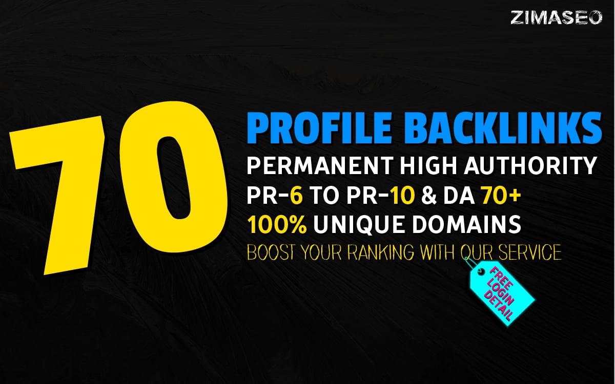 Permanent 70 High Quality PR10 to PR6 High PA,DA Backlinks 