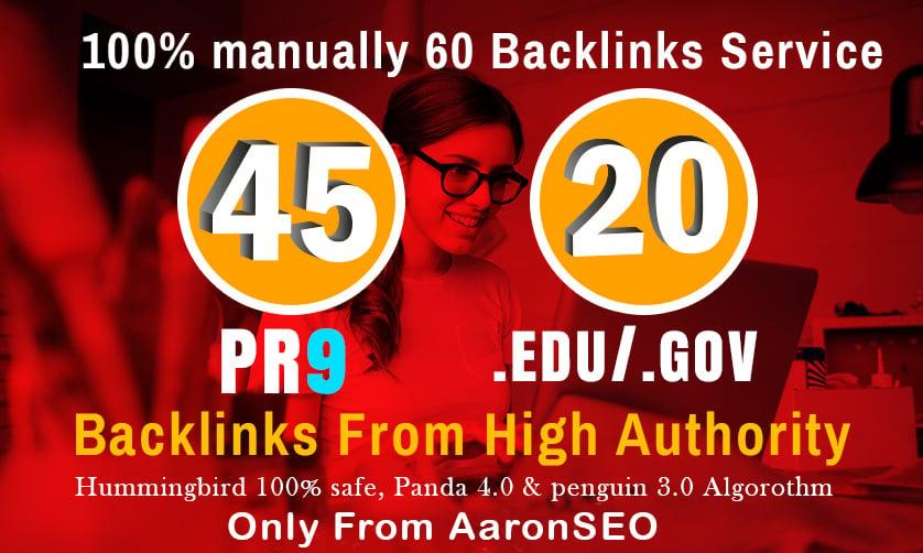 I will manually do 40 PR9 + 20 EDU/GOV Safe SEO High Pr Backlinks 2021 Best Results