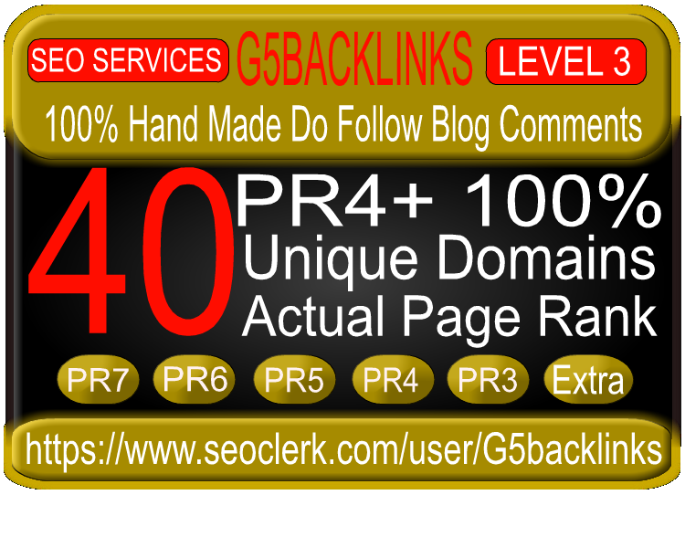 give you 40 high PR blog comment on actual PR7 to PR4 all unique domains