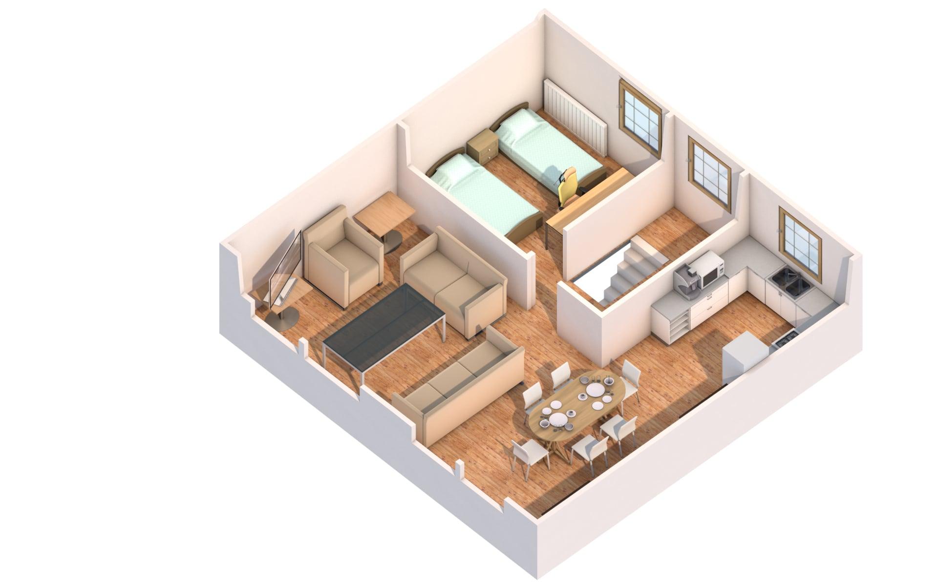I will create 2D/3D floor plans,interior and exterior rendering