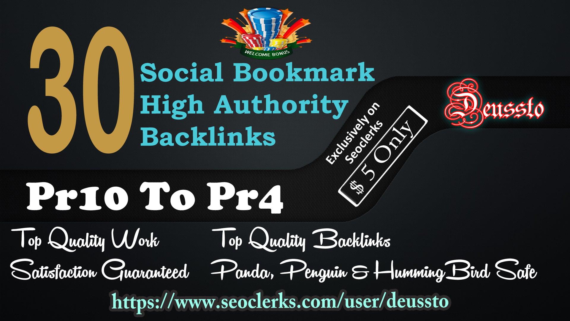 submit your site on Top 30 Social bookmark Pr10 to Pr4