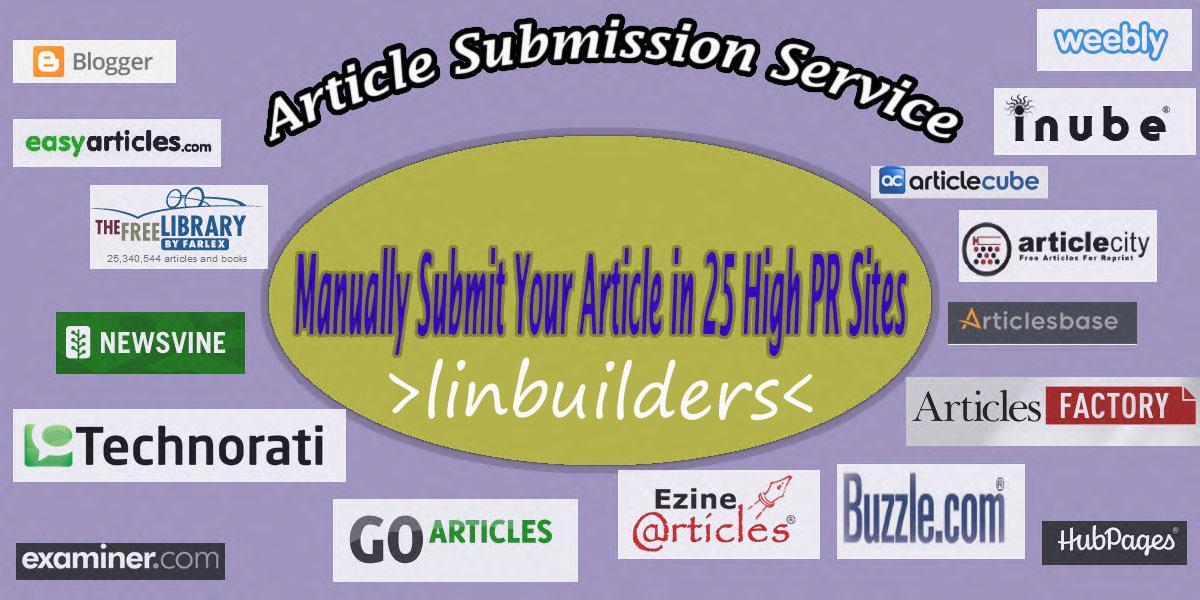 manually Article Submission on 10 PR9-PR6 Domain Sites