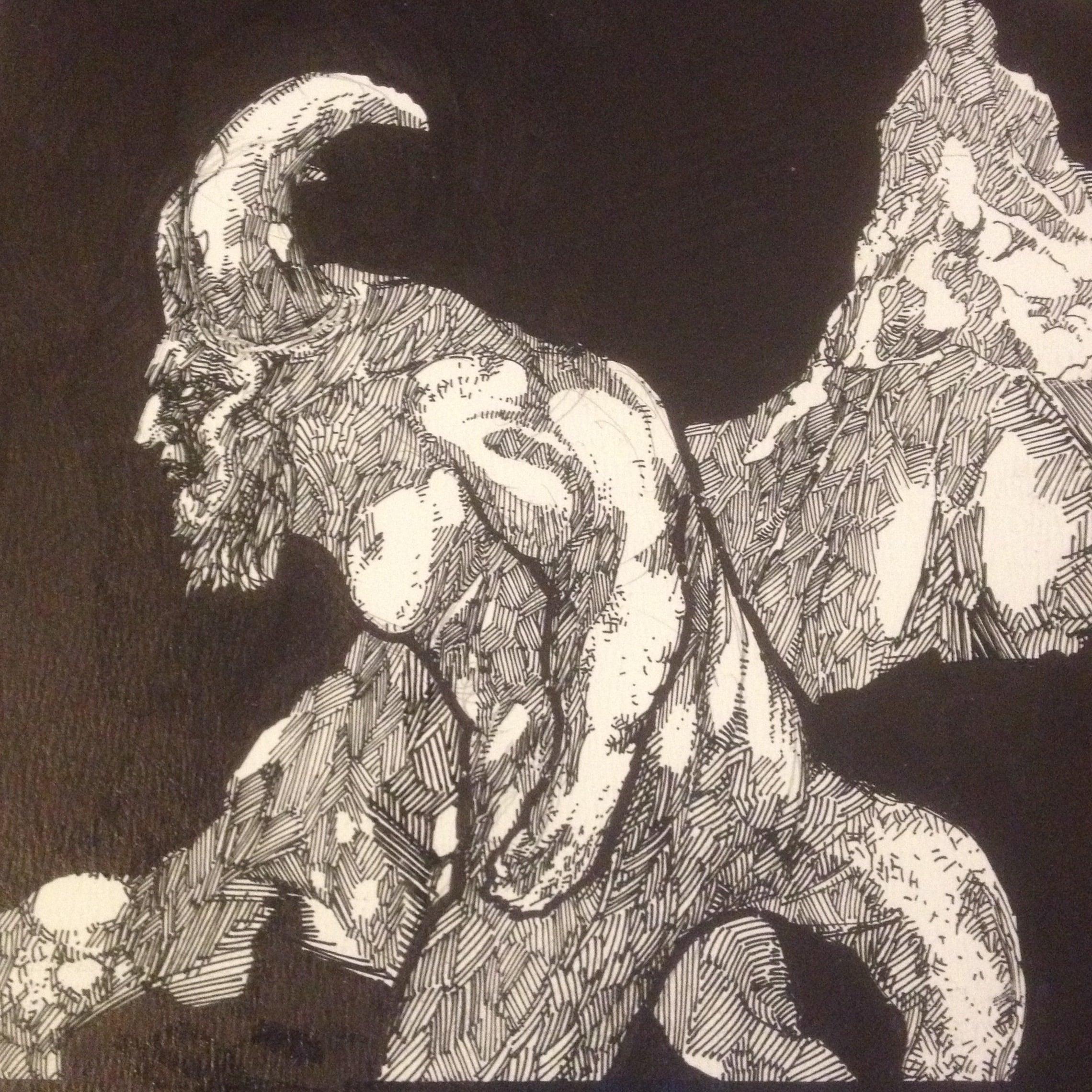 draw a fantasy scenery in pen