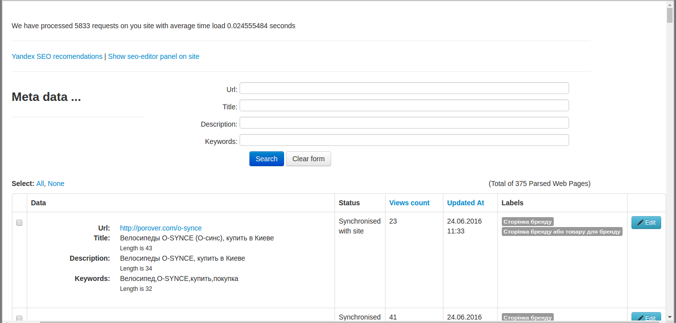 Meta tags editing for any php website