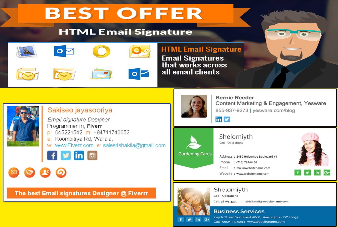create HTML email signature with social icon