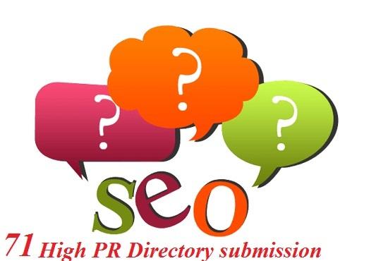 71 High PR Directory submission fast delivery and best service