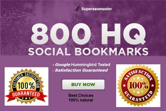 Add your site to 800 SEO social bookmarks high quality backlinks, rss, ping