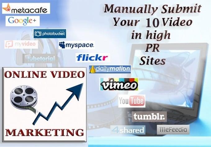  submit your Video Manually in 10 high PR and most popular sites