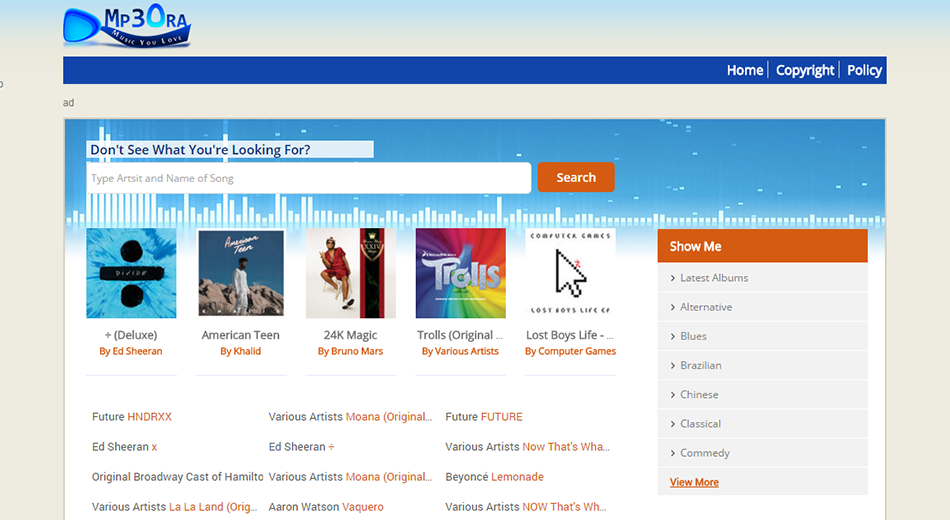 Mp3OraXvr Mp3 Search Engine PHP Script