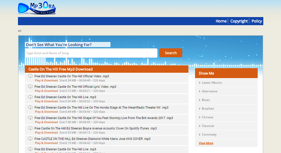 Mp3OraXvr Mp3 Search Engine PHP Script
