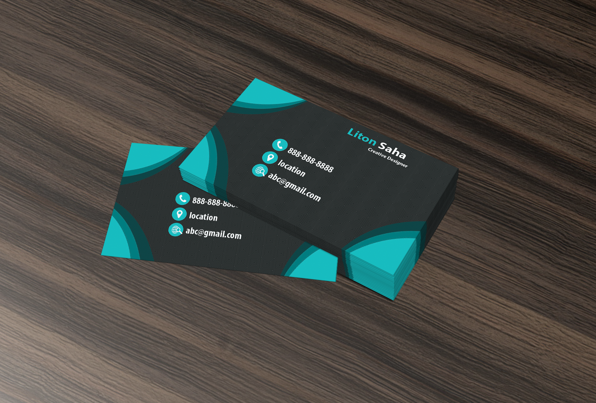 Create Two Part Black Shape Business Card
