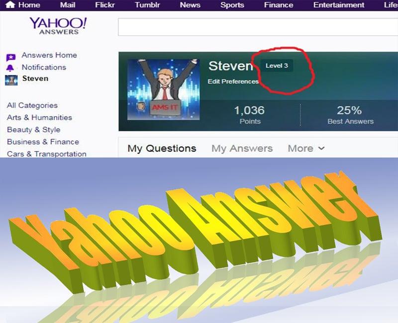 Promote your website link in 4 Yahoo Answers From 4 level accounts