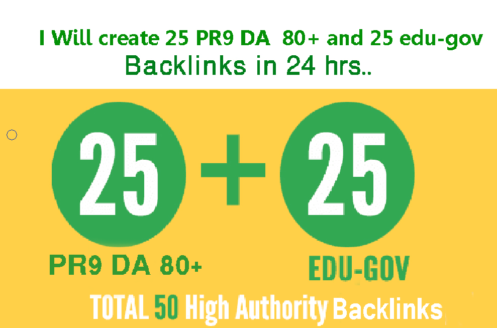 Elevate Your Ranking on GOOGLE With 25 PR9 DA 80+ and 25 Edu.Gov  Authority Backlinks