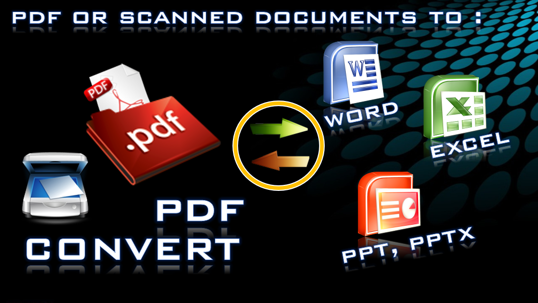 CONVERT PDF, SCANNED DOCUMENTS  TO WORD, EXCEL, PPT...