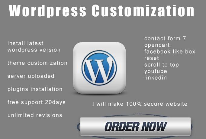 Wordpress Theme Customization and plugins installation