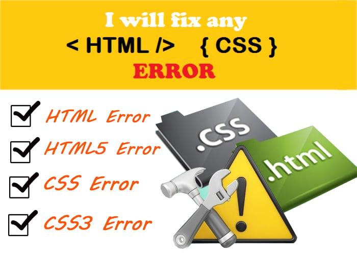 Fixing any kind of Bug or Error in HTML,CSS