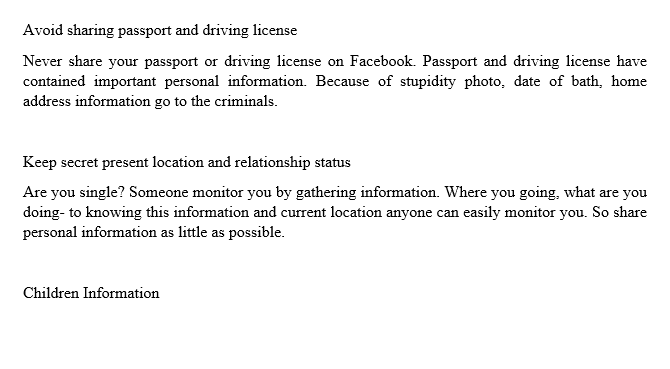Never Share Anything in Facebook, you and your family security will be degraded