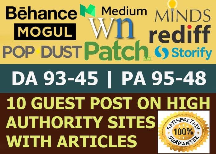 Publish 10 X High Authority Guest Post DA 50-93 