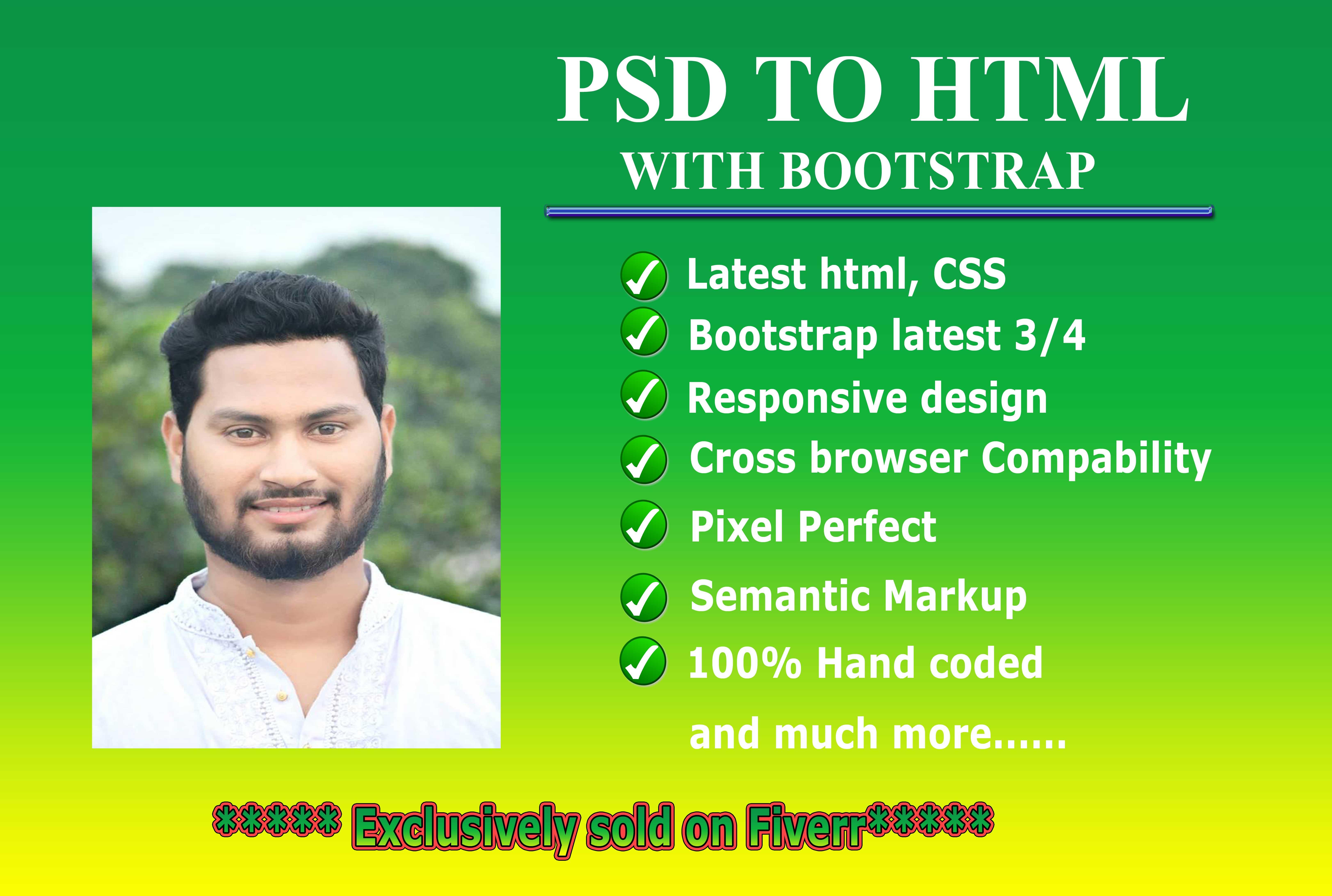 I Will Convert PSD To Html5, Css3 And Responsive Bootstrap