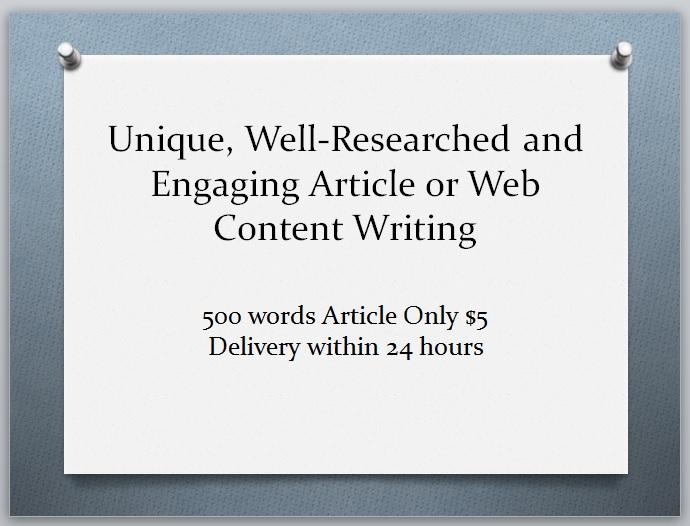 I will write unique, well-researched and engaging web content or article