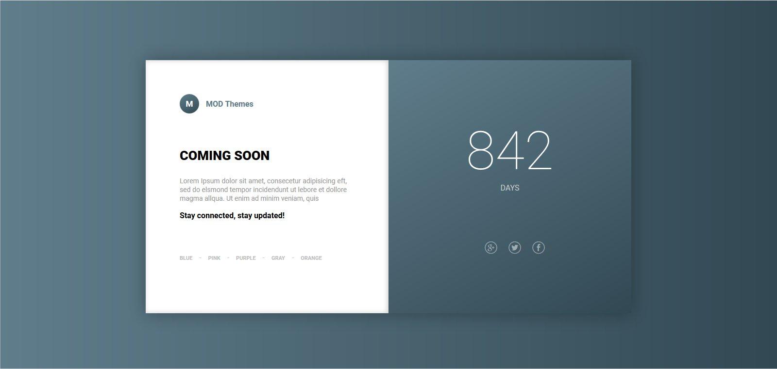 Coming Soon landing page with variations